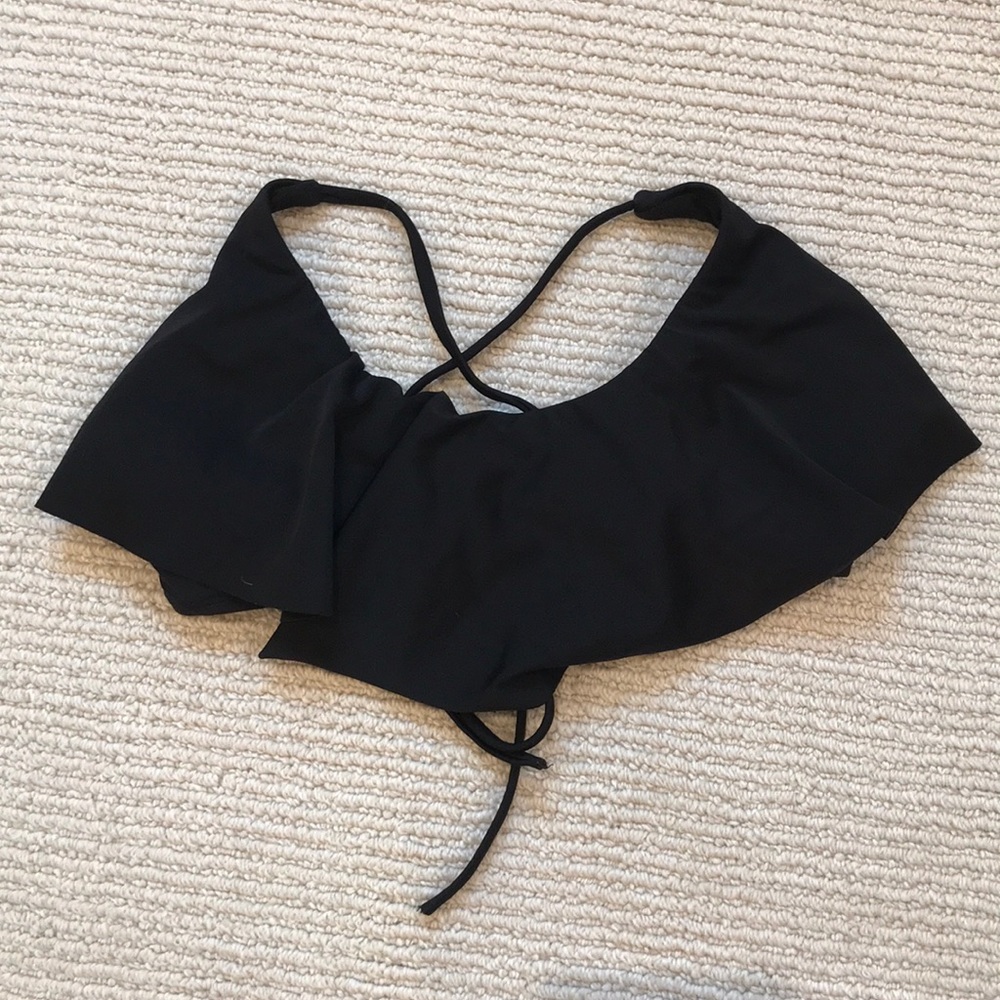Black Frilled Bikini Top